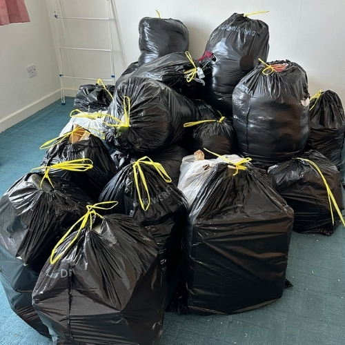 Black bags containing sorted household waste ready for responsible removal after a Morris Movers house clearance in Thanet.